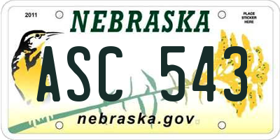 NE license plate ASC543