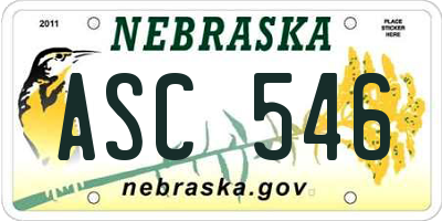 NE license plate ASC546