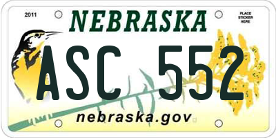 NE license plate ASC552