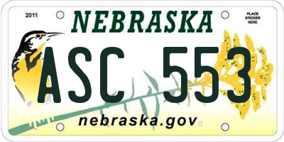NE license plate ASC553