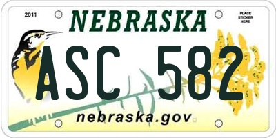NE license plate ASC582