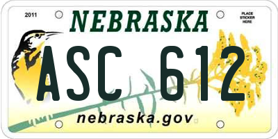 NE license plate ASC612