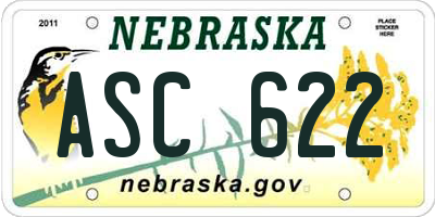 NE license plate ASC622
