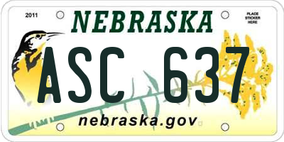 NE license plate ASC637