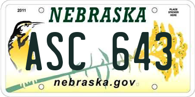 NE license plate ASC643