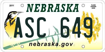 NE license plate ASC649
