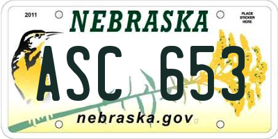 NE license plate ASC653