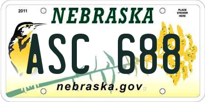 NE license plate ASC688