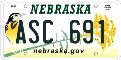 NE license plate ASC691