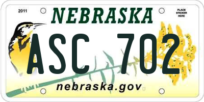 NE license plate ASC702