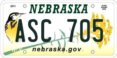 NE license plate ASC705