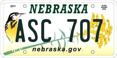 NE license plate ASC707