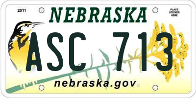 NE license plate ASC713
