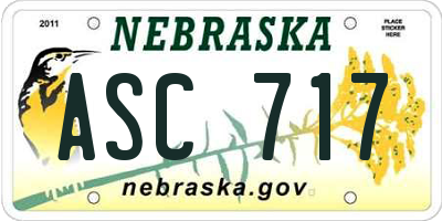 NE license plate ASC717