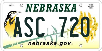NE license plate ASC720