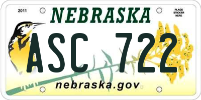 NE license plate ASC722