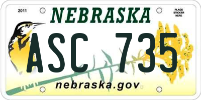 NE license plate ASC735
