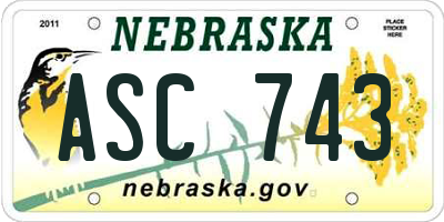 NE license plate ASC743