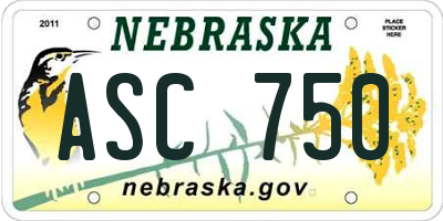 NE license plate ASC750