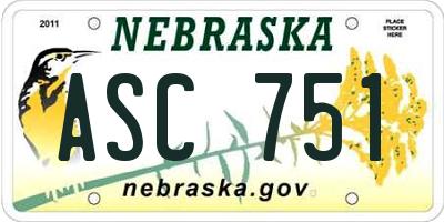 NE license plate ASC751