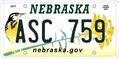 NE license plate ASC759