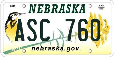 NE license plate ASC760