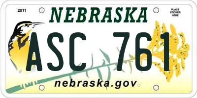 NE license plate ASC761