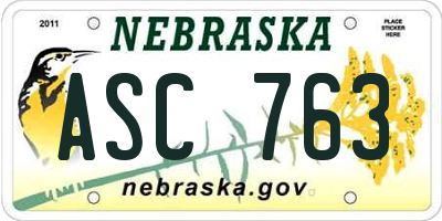 NE license plate ASC763