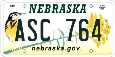 NE license plate ASC764