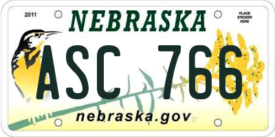 NE license plate ASC766