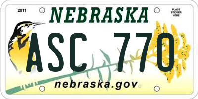 NE license plate ASC770