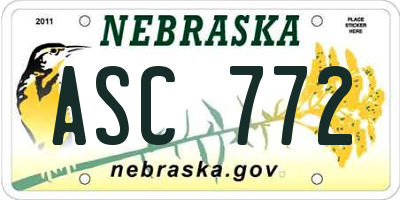 NE license plate ASC772