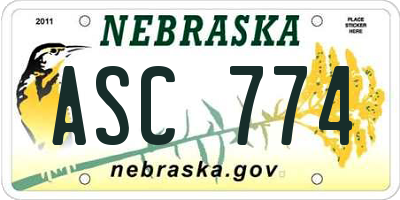 NE license plate ASC774
