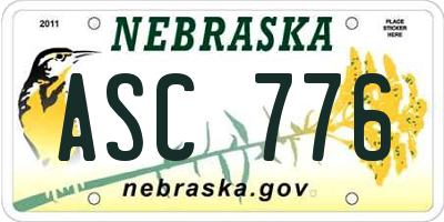 NE license plate ASC776