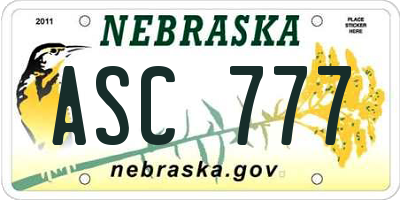 NE license plate ASC777