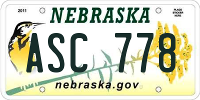 NE license plate ASC778