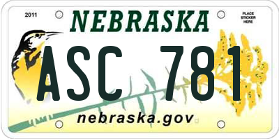 NE license plate ASC781