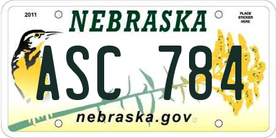 NE license plate ASC784
