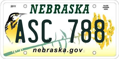 NE license plate ASC788