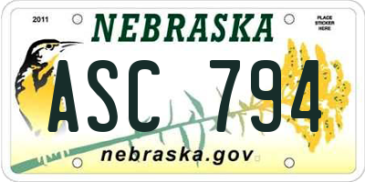NE license plate ASC794