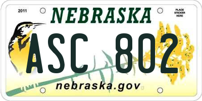 NE license plate ASC802