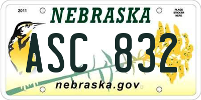 NE license plate ASC832