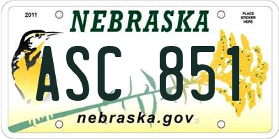 NE license plate ASC851