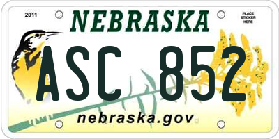 NE license plate ASC852