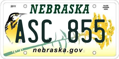 NE license plate ASC855