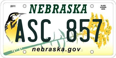 NE license plate ASC857
