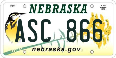 NE license plate ASC866