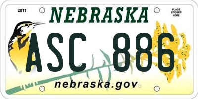 NE license plate ASC886