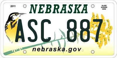 NE license plate ASC887
