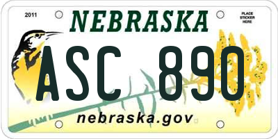 NE license plate ASC890